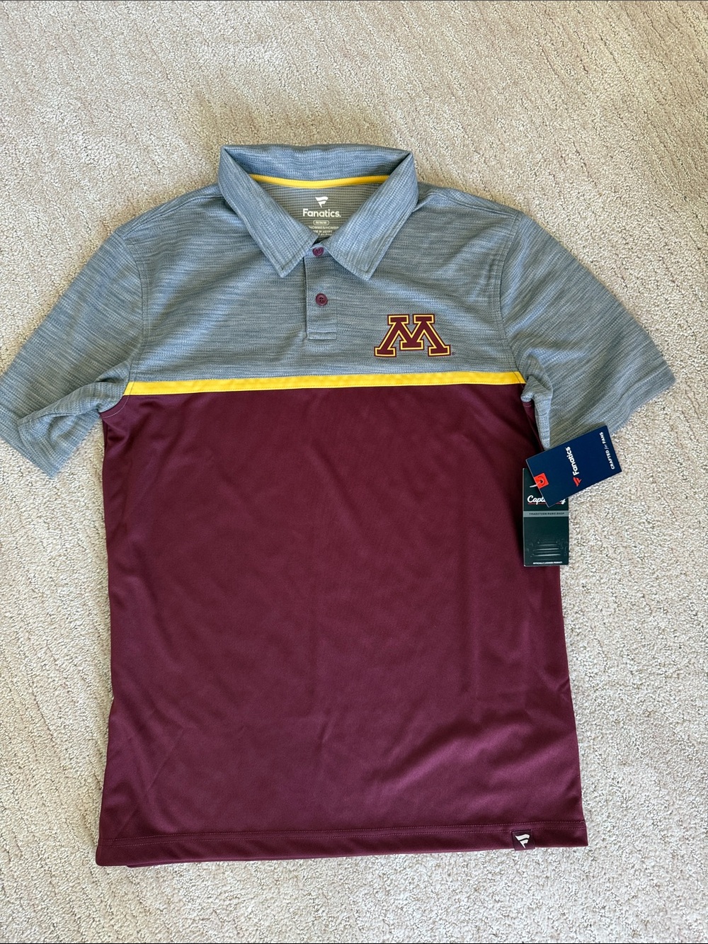 Fanatics Maroon, Gray and Yellow Minnesota Polo